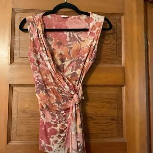 Sweet Pea Floral Knot Blouse in Pink and Orange